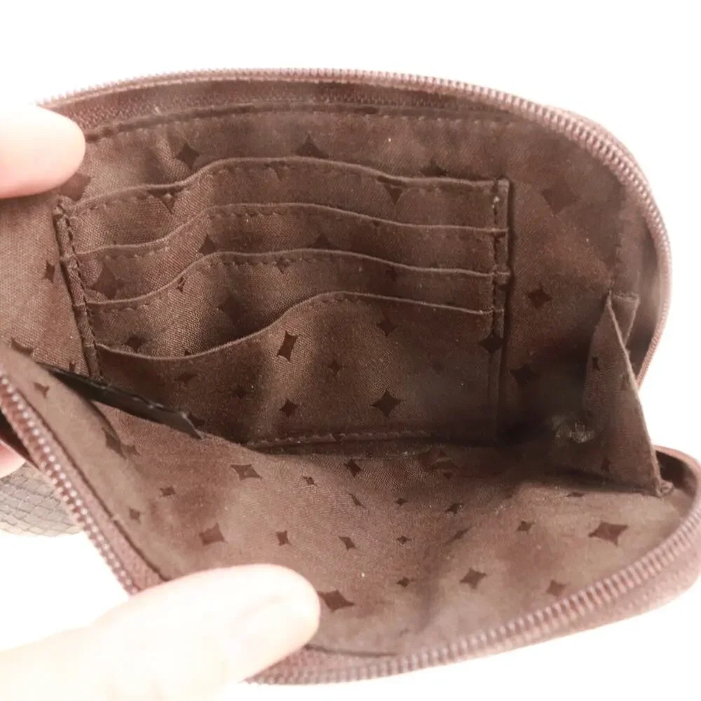 Vtg Fossil Wristlet Handbag Women Mini Brown Snakeskin Leather Purse Bag